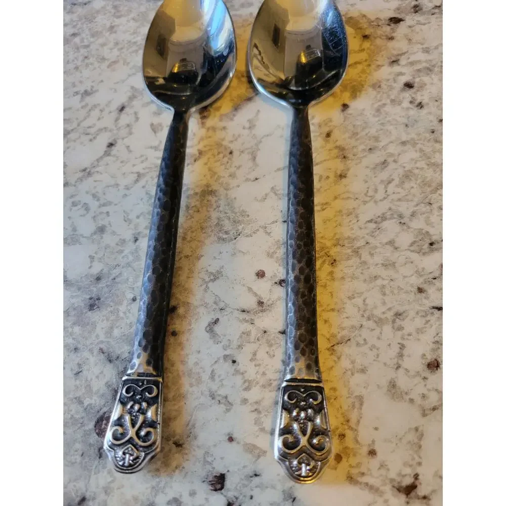 Gourmet Settings AVALON Stainless Hammered GS 18/10 Flatware 2 Large Spoons